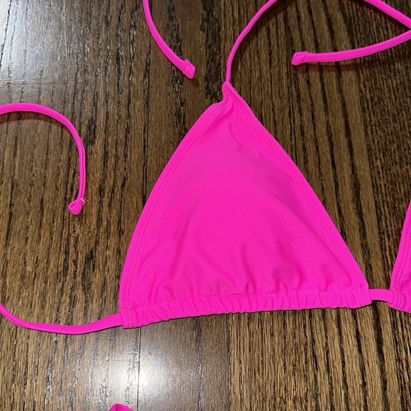 Hot Pink 2 Piece Women’s Triangle High Cut Bikini Swimsuit Set Size Large - Picture 3 of 13